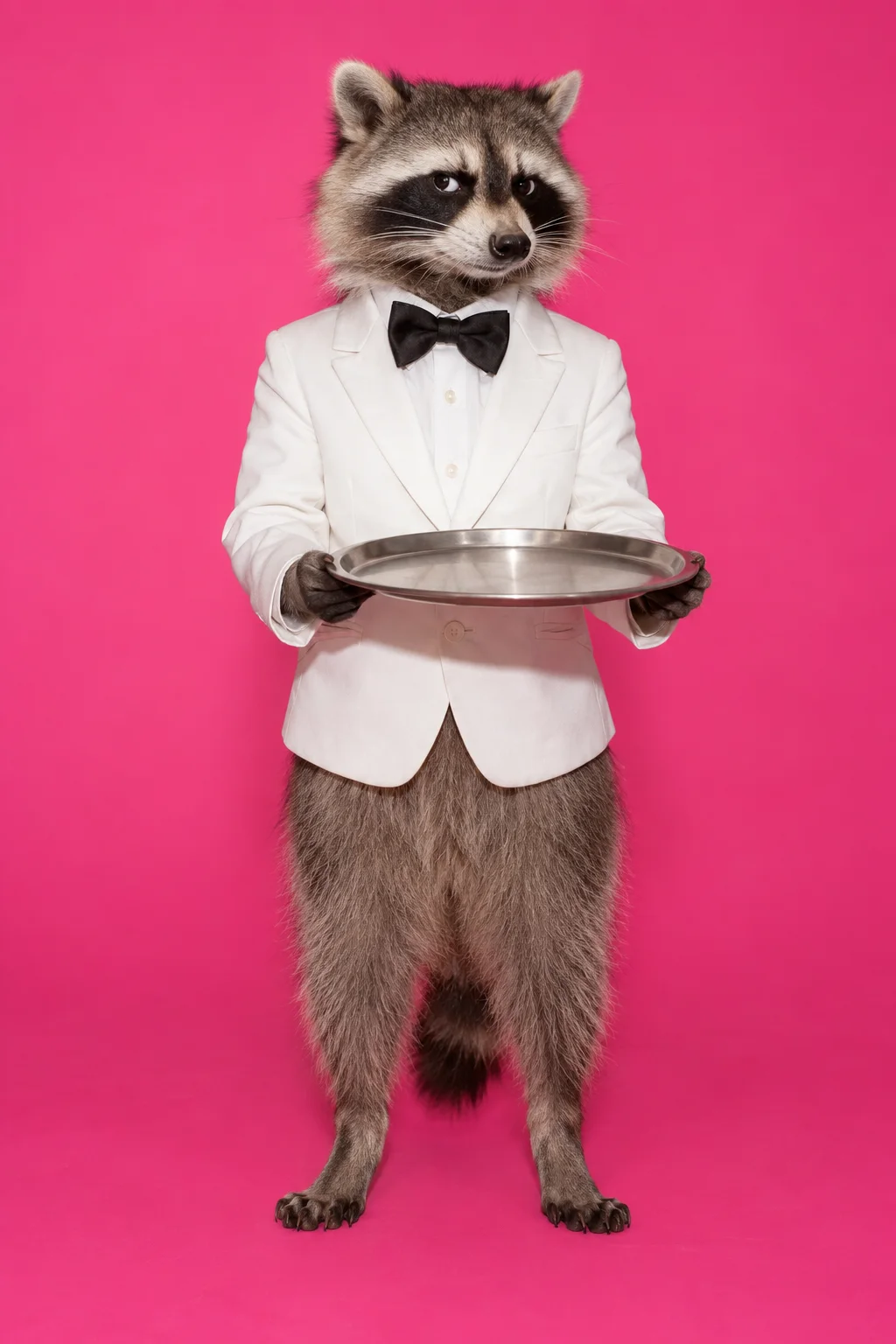 The raccoon, its whole figure