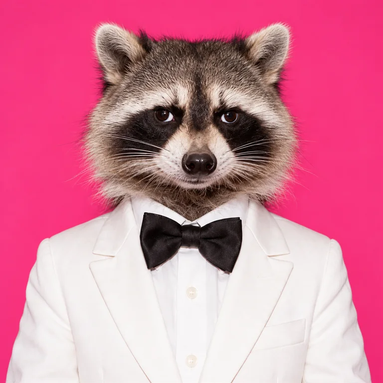 The raccoon, its face