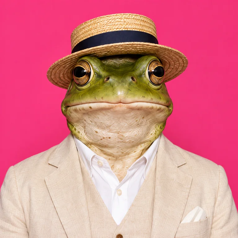 The frog, its face