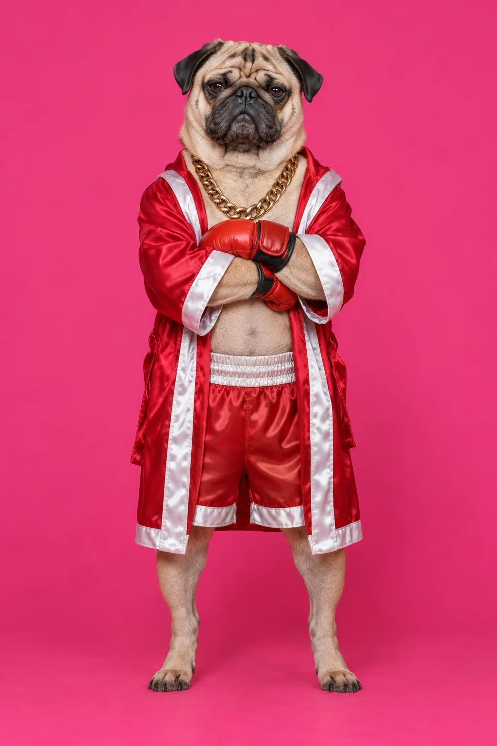 The pug, its whole figure